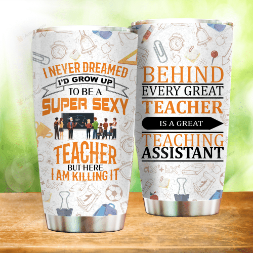 Behind Every Great Teacher Is A Great Teacher Assistant Stainless Steel Tumbler Perfect Gifts For Teacher Tumbler Cups For Coffee/Tea, Great Customized Gifts For Birthday Christmas Thanksgiving