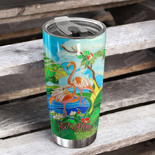 Personalized Tropical Flamingo Stainless Steel Tumbler Perfect Gifts For Flamingo Lover Tumbler Cups For Coffee/Tea, Great Customized Gifts For Birthday Christmas Thanksgiving