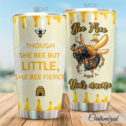 Personalized Bee She Bee Fierce Stainless Steel Tumbler Perfect Gifts For Bee Lover Tumbler Cups For Coffee/Tea, Great Customized Gifts For Birthday Christmas Thanksgiving