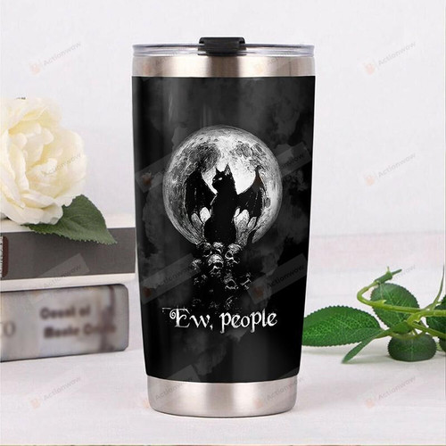 Cat Skull Ew People Stainless Steel Tumbler, Tumbler Cups For Coffee/Tea, Great Customized Gifts For Birthday Christmas Thanksgiving