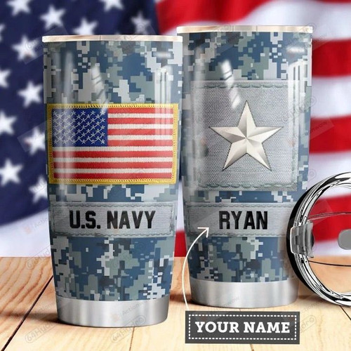 Personalized Us Navy Stainless Steel Tumbler Perfect Gifts For Navy Army Tumbler Cups For Coffee/Tea, Great Customized Gifts For Birthday Christmas Thanksgiving