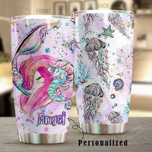 Personalized Mermaid Stainless Steel Tumbler Perfect Gifts For Mermaid Lover Tumbler Cups For Coffee/Tea, Great Customized Gifts For Birthday Christmas Thanksgiving