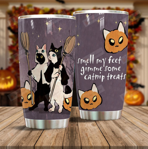 Halloween Cat Smell My Feet Stainless Steel Tumbler, Tumbler Cups For Coffee/Tea, Great Customized Gifts For Birthday Christmas Thanksgiving Halloween