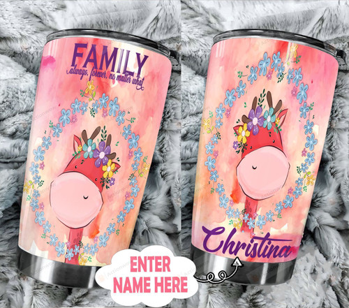 Personalized Giraffe Family Always Forever No Matter What Stainless Steel Tumbler Perfect Gifts For Giraffe Lover Tumbler Cups For Coffee/Tea, Great Customized Gifts For Birthday Christmas Thanksgiving