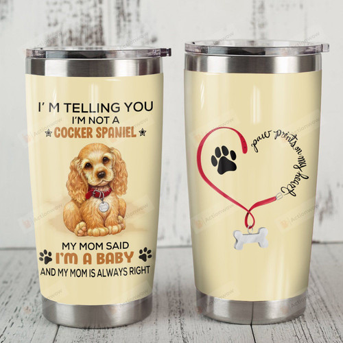 Cocker Spaniel Dog Paw Prints On My Heart Stainless Steel Tumbler Perfect Gifts For Dog Lover Tumbler Cups For Coffee/Tea, Great Customized Gifts For Birthday Christmas Thanksgiving