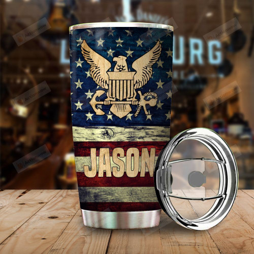 Personalized Us Navy Army Stainless Steel Tumbler Perfect Gifts For Navy Army Tumbler Cups For Coffee/Tea, Great Customized Gifts For Birthday Christmas Thanksgiving