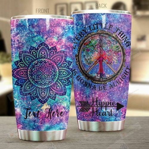 Personalized Hippie Heart Every Little Thing Is Gonna Be Alright Mandala Galaxy Stainless Steel Tumbler Perfect Gifts For Hipppie Tumbler Cups For Coffee/Tea, Great Customized Gifts For Birthday Christmas Thanksgiving