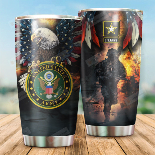 Us Army Bald Eagle Stainless Steel Tumbler Perfect Gifts For Soldier Tumbler Cups For Coffee/Tea, Great Customized Gifts For Birthday Christmas Thanksgiving Veteran's Day