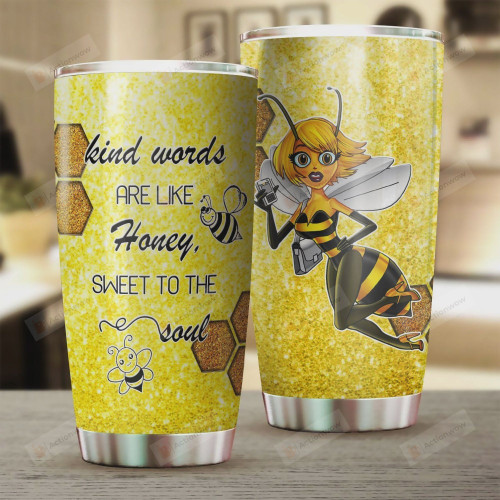 Hippie Bee Kind Words Are Like Honey Sweet To The Soul Stainless Steel Tumbler, Tumbler Cups For Coffee/Tea, Great Customized Gifts For Birthday Christmas Thanksgiving