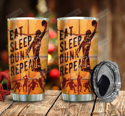 Basketball Player Eat Sleep Dunk Repeat Stainless Steel Tumbler Perfect Gifts For Basketball Lover Tumbler Cups For Coffee/Tea, Great Customized Gifts For Birthday Christmas Thanksgiving