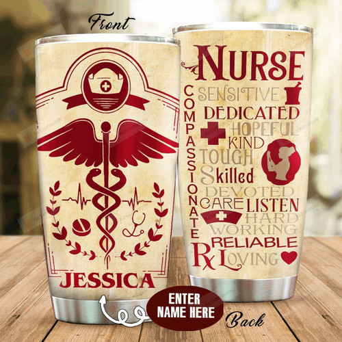 Personalized Nurse Medical Symbol Sensitive Dedicated Hopeful Stainless Steel Tumbler Perfect Gifts For Nurse Tumbler Cups For Coffee/Tea, Great Customized Gifts For Birthday Christmas Thanksgiving