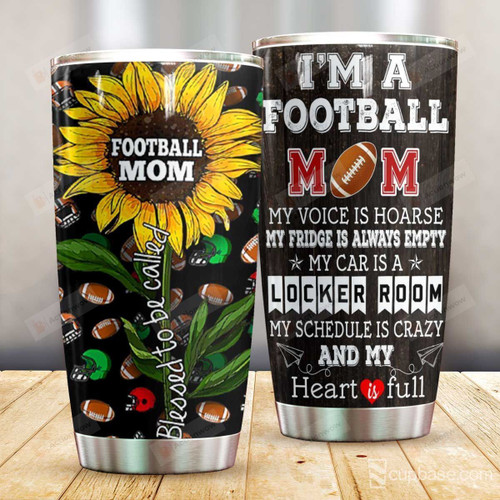 American Football Mom Sunflower My Voice Is Always Hoarse Stainless Steel Tumbler Perfect Gifts For American Football Lover Tumbler Cups For Coffee/Tea, Great Customized Gifts For Birthday Christmas Thanksgiving Mother's Day