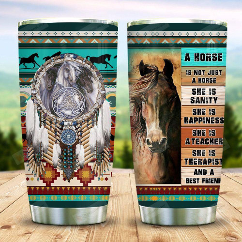 Horse Native America She Is Sanity Stainless Steel Tumbler Perfect Gifts For Horse Lover Tumbler Cups For Coffee/Tea, Great Customized Gifts For Birthday Christmas Thanksgiving