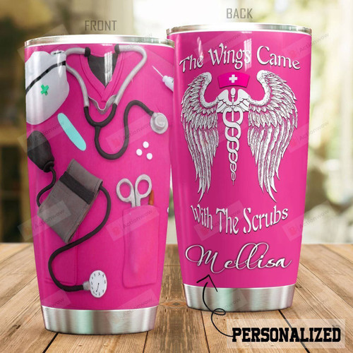 Personalized Nurse The Wings Came With The Scrubs Stainless Steel Tumbler, Tumbler Cups For Coffee/Tea, Great Customized Gifts For Birthday Christmas Thanksgiving