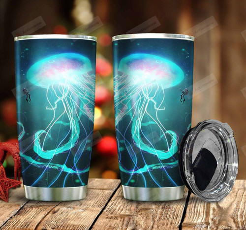 Shining Jellyfish Stainless Steel Tumbler, Tumbler Cups For Coffee/Tea, Great Customized Gifts For Birthday Christmas Thanksgiving