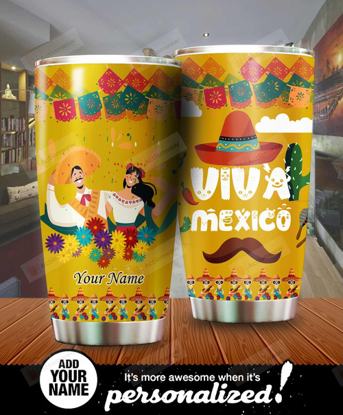 Personalized Mexico Culture Stainless Steel Tumbler Perfect Gifts For Mexico Lover Tumbler Cups For Coffee/Tea, Great Customized Gifts For Birthday Christmas Thanksgiving