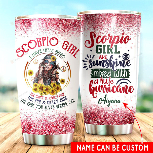 Personalized Horoscope Sagittarius Girl Sunshine Mixed With A Little Hurricane Stainless Steel Tumbler Perfect Gifts For Horoscope Lover Tumbler Cups For Coffee/Tea, Great Customized Gifts For Birthday Christmas Thanksgiving