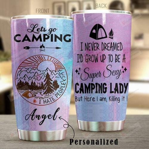 Personalized Let's Go Camping Stainless Steel Tumbler, Tumbler Cups For Coffee/Tea, Great Customized Gifts For Birthday Christmas Thanksgiving