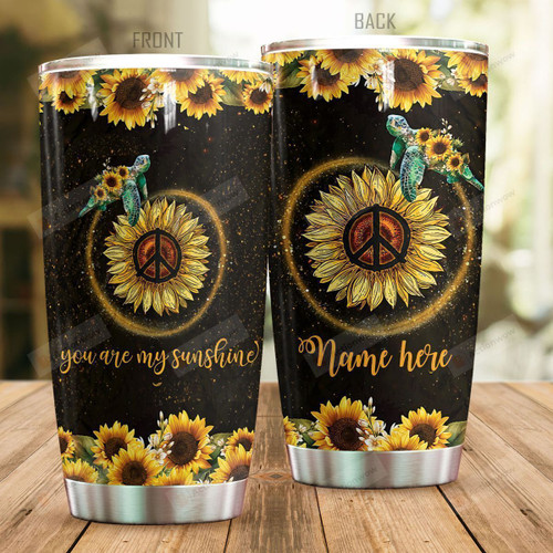 Personalized Sea Turtle Sunflower You Are My Sunshine Stainless Steel Tumbler, Tumbler Cups For Coffee/Tea, Great Customized Gifts For Birthday Christmas Thanksgiving