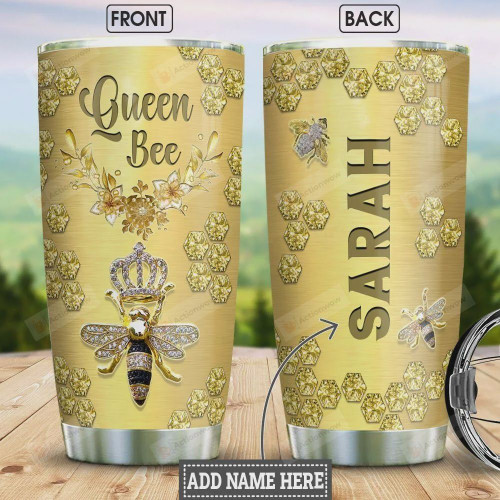 Personalized Queen Bee Jewelry Style Stainless Steel Tumbler, Tumbler Cups For Coffee/Tea, Great Customized Gifts For Birthday Christmas Thanksgiving