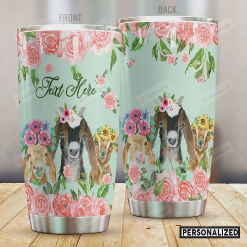 Personalized Goats And Flowers Stainless Steel Tumbler, Tumbler Cups For Coffee/Tea, Great Customized Gifts For Birthday Christmas Thanksgiving