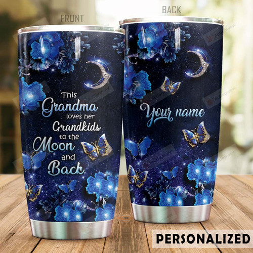 Personalized Magic Butterfly This Grandma Loves Her Grand Kids To The Moon And Back Stainless Steel Tumbler Perfect Gifts For Butterfly Lover Tumbler Cups For Coffee/Tea, Great Customized Gifts For Birthday Christmas Thanksgiving