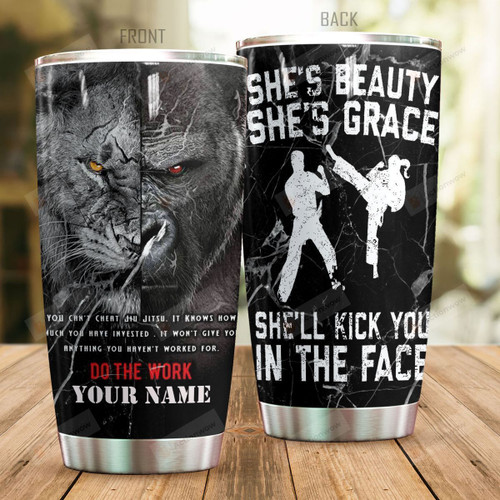 Personalized Jiujitsu She's Beauty She's Grace Stainless Steel Tumbler Perfect Gifts For Jujitsu Lover Tumbler Cups For Coffee/Tea, Great Customized Gifts For Birthday Christmas Thanksgiving