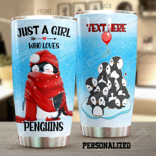 Personalized Cute Penguin A Girl Who Loves Penguins Stainless Steel Tumbler Perfect Gifts For Penguin Lover Tumbler Cups For Coffee/Tea, Great Customized Gifts For Birthday Christmas Thanksgiving