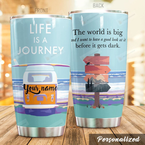 Personalized Traveling The World Is Big Stainless Steel Tumbler Perfect Gifts For Traveling Lover Tumbler Cups For Coffee/Tea, Great Customized Gifts For Birthday Christmas Thanksgiving