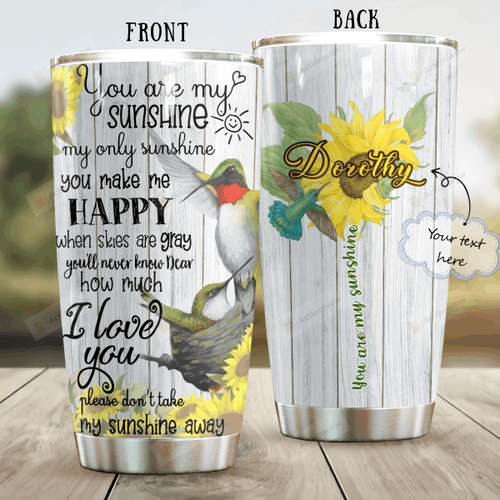 Personalized Hummingbird And Sunflower How Much I Love You Stainless Steel Tumbler Perfect Gifts For Hummingbird Lover Tumbler Cups For Coffee/Tea, Great Customized Gifts For Birthday Christmas Thanksgiving