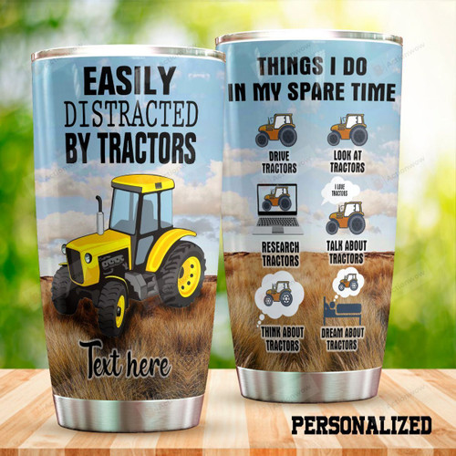 Personalized Tractor Things I Do In My Spare Time Stainless Steel Tumbler Tumbler Cups For Coffee/Tea Great Customized Gifts For Birthday Christmas Thanksgiving Perfect Gifts For Tractor Lovers