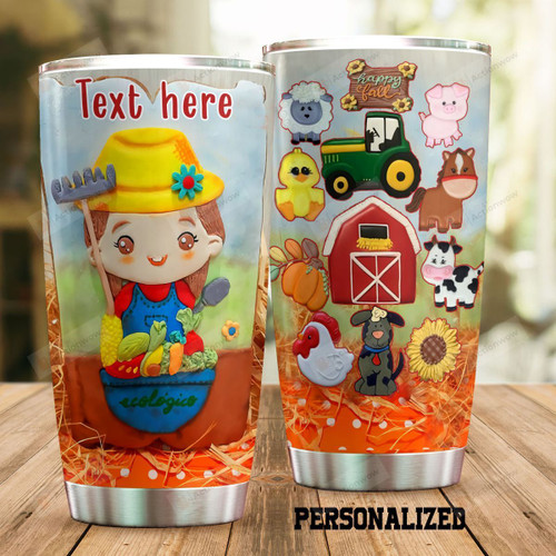 Personalized Farmer And Farm Animals Stainless Steel Tumbler Perfect Gifts For Farm Lover Tumbler Cups For Coffee/Tea, Great Customized Gifts For Birthday Christmas Thanksgiving