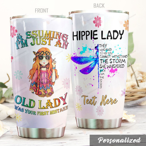 Personalized Dragonfly Hippie Lady Was Your First Mistake Stainless Steel Tumbler Perfect Gifts For Dragonfly Lover Tumbler Cups For Coffee/Tea, Great Customized Gifts For Birthday Christmas Thanksgiving
