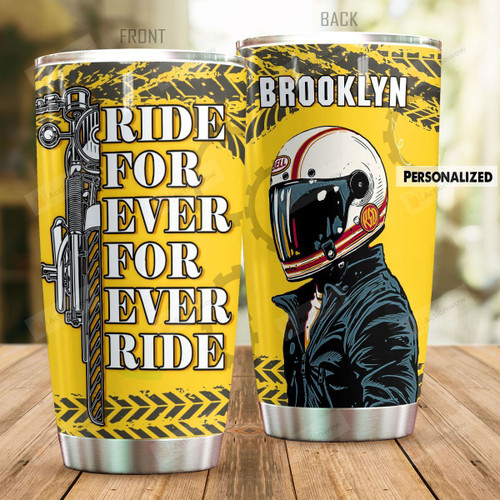 Personalized Motorbike Ride Forever Stainless Steel Tumbler Perfect Gifts For Motorcycle Lover Tumbler Cups For Coffee/Tea, Great Customized Gifts For Birthday Christmas Thanksgiving
