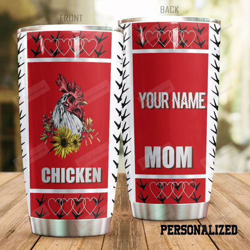 Personalized Chicken Mom Stainless Steel Tumbler Perfect Gifts For Chicken Lover Tumbler Cups For Coffee/Tea, Great Customized Gifts For Birthday Christmas Thanksgiving Mother's Day