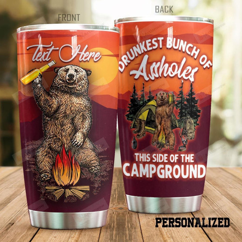 Personalized Bear Camping This Side Of The Campground Stainless Steel Tumbler Perfect Gifts For Camping Lover Tumbler Cups For Coffee/Tea, Great Customized Gifts For Birthday Christmas Thanksgiving
