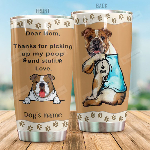 Personalized French Bulldog Dear Mom I Love Mom Stainless Steel Tumbler Tumbler Cups For Coffee/Tea Great Customized Gifts For Birthday Christmas Thanksgiving Perfect Gifts For Dog Lovers