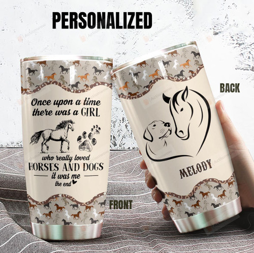 Personalized Who Loves Dogs and Horses Stainless Steel Tumbler Tumbler Cups For Coffee/Tea Perfect Customized Gifts For Birthday Christmas Thanksgiving Awesome Gifts For Horse Lovers