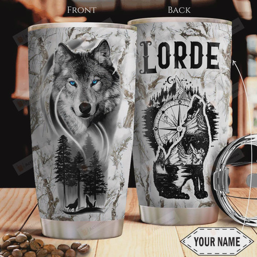 Personalized Wolf In The Forest Stainless Steel Tumbler, Tumbler Cups For Coffee/Tea, Great Customized Gifts For Birthday Christmas Thanksgiving