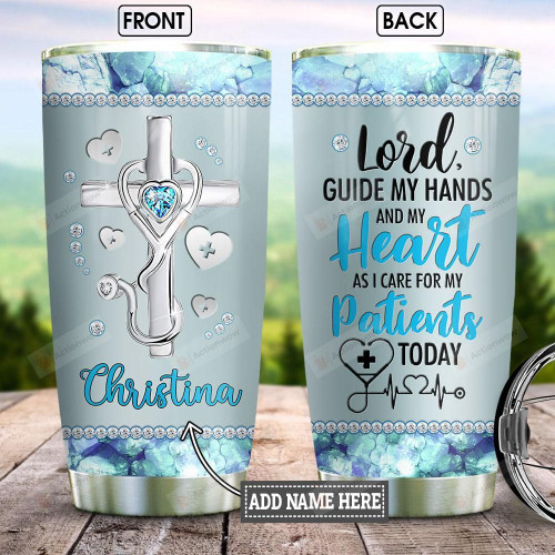 Personalized Medical Staffs Under God Jewelry Style Tumbler Lord Guide My Hands Stainless Steel Tumbler, Tumbler Cups For Coffee/Tea, Great Customized Gifts For Birthday Christmas Thanksgiving