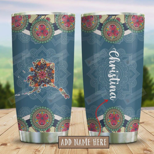 Alaska Mandala Personalized Tumbler Cup Stainless Steel Vacuum Insulated Tumbler 20 Oz Gifts For Mandala Lovers Best Gifts For Girl On Birthday Christmas Thanksgiving Tumbler For Coffee/ Tea