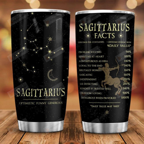 Sagittarius Facts Tumbler Cup Stainless Steel Vacuum Insulated Tumbler 20 Oz Coffee/ Tea Tumbler With Lid Great Gifts For Birthday Christmas Thanksgiving Best Gifts For Sagittarius People