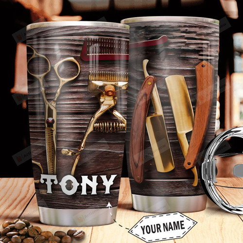 Personalized Barber Tools Stainless Steel Tumbler, Tumbler Cups For Coffee/Tea, Great Customized Gifts For Birthday Christmas Thanksgiving For Barbers