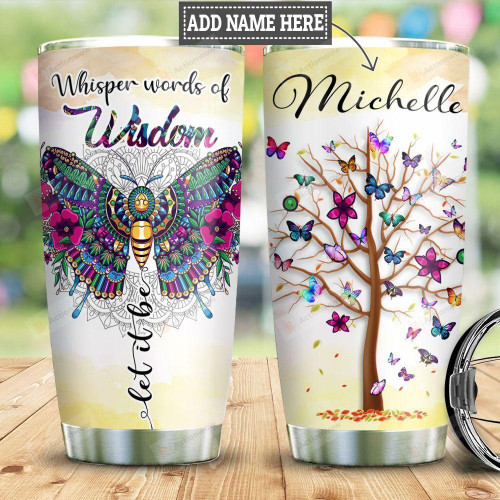 Butterfly Tree Hippie Personalized Let It Be Tumbler Cup Stainless Steel Insulated Tumbler 20 Oz Perfect Customized Gifts For Birthday Christmas Thanksgiving Tumbler Travel Tumbler With Lid