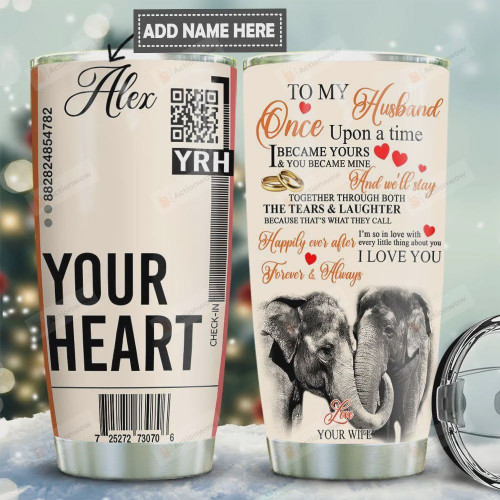 To My Husband Ticket Personalized Tumbler Cup, Once Upon A Time, Stainless Steel Vacuum Insulated Tumbler 20 Oz, Best Gifts For Husband On Birthday, Valentine, Anniversary, Coffee/ Tea Tumbler