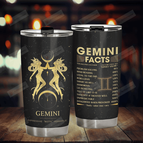 Gemini Zodiac Tumbler Stainless Steel Vacuum Insulated Double Wall Travel Tumbler With Lid, Tumbler Cups For Coffee/Tea, Perfect Gifts For Birthday Christmas Thanksgiving