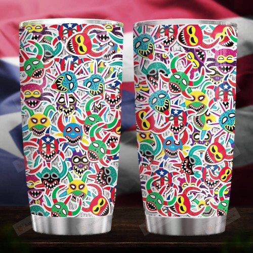 Puerto Rico Full Of Vejigante Tumbler Cup Colorful Vejigante Tumbler For Coffee/ Tea Stainless Steel Vacuum Insulated Tumbler 20 Oz Best Gifts For Birthday Christmas Thanksgiving