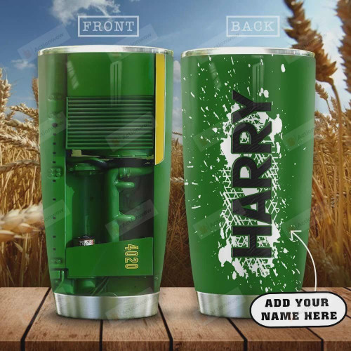Green Tractor Farmer Personalized Stainless Steel Vacuum Insulated, 20 Oz Tumbler Cups For Coffee/Tea, Great Customized Gifts For Birthday Christmas Thanksgiving, Perfect Gifts For Tractor Lovers