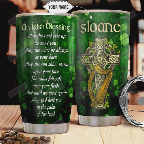Irish Blessing Personalized Tumbler Cup God Hold You In The Palm Of His Hand Stainless Steel Vacuum Insulated Tumbler 20 Oz  Best Gifts For Birthday Christmas St Patrick's Day