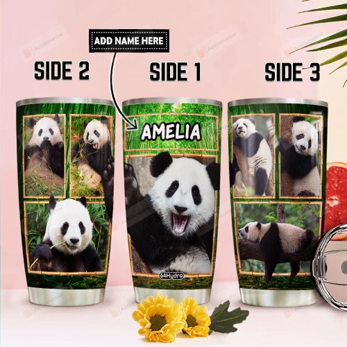 Personalized Panda Stainless Steel Tumbler, Tumbler Cups For Coffee/Tea, Great Customized Gifts For Birthday Christmas Thanksgiving